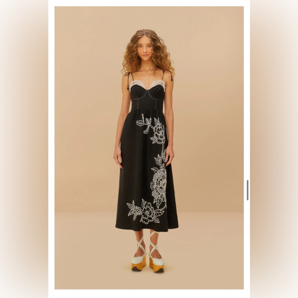 NWT Farm Rio Sand Richelieu Euroflax™ Premium Linen Midi Dress